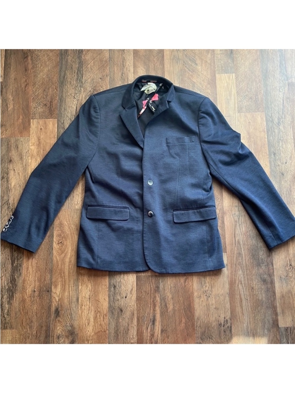 Soul of London blue 2 button closure floral print inside blazer sport jacket men